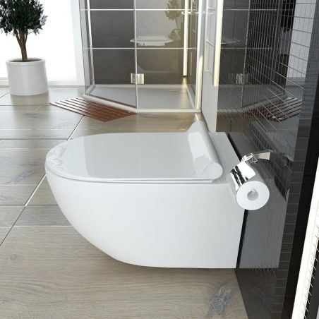 Vas wc suspendat Carter RIMLESS, Alb, fara bordura, pentru o igiena perfecta, capac Duroplast, 49x36 cm