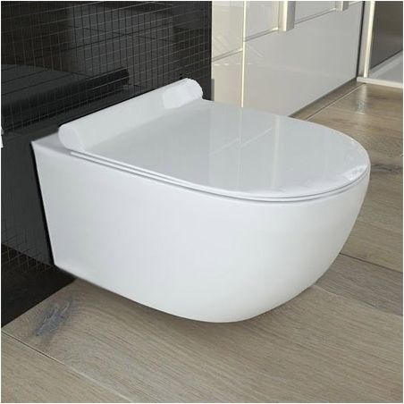 Vas wc suspendat Carter RIMLESS, Alb, fara bordura, pentru o igiena perfecta, capac Duroplast, 49x36 cm