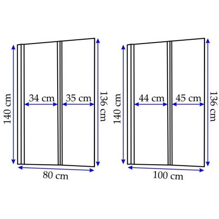 Paravan cada pliabil, elegant din 2 elemente AGAT-2, latime 80 sau 100 cm