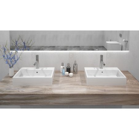 Lavoar EGO Valeria N, Alb, lucios, 50.5x35.5 cm, montaj pe blat, ceramica sanitara, cu gaura baterie si preaplin