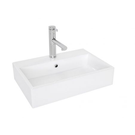 Lavoar EGO Valeria N, Alb, lucios, 50.5x35.5 cm, montaj pe blat, ceramica sanitara, cu gaura baterie si preaplin