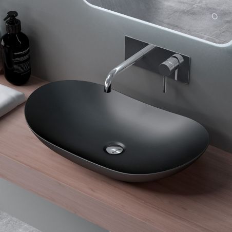 Lavoar EGO 858, Negru, mat, 63x36.5 cm, montaj pe blat, ceramica sanitata