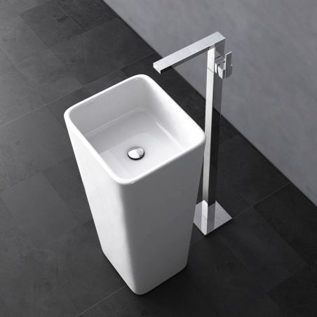 Baterie lavoar stativ, Free Standing, design deosebit, montaj pe podea, finisaj crom, EGO-Cascada01