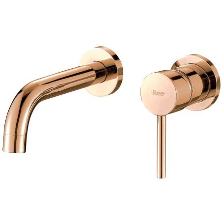 Baterie lavoar EGO-Lun Rose Gold, montaj incastrat in perete, finisaj auriu, design minimalist