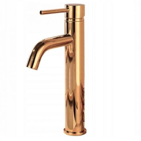 Baterie lavoar EGO-Lun High, montaj pe lavoar, perlator, Rose Gold