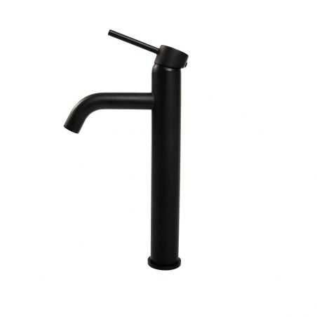 Baterie lavoar EGO-Lun High, montaj pe lavoar, perlator, Negru Mat