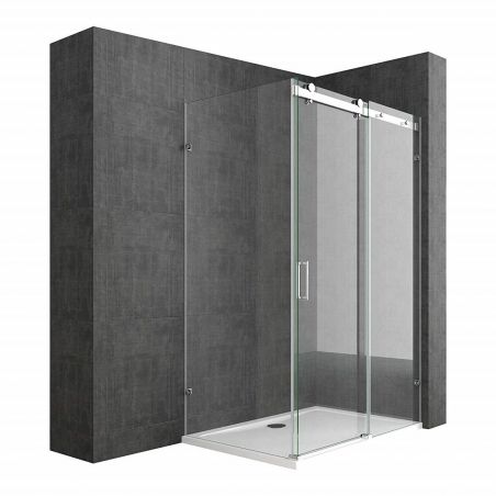 Cabina EGO-17-2, perete fix si usa Glisanta, sticla securizata 8 mm, fara profile metalice, dimensiuni la alegere