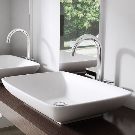 Lavoar EGO 102, Alb, lucios, 59x43 cm, montaj pe blat, ceramica sanitara
