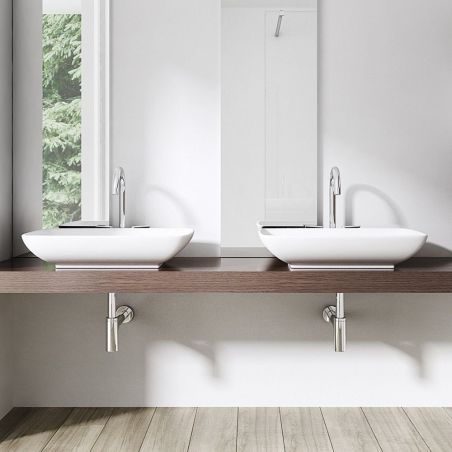 Lavoar EGO 102, Alb, lucios, 59x43 cm, montaj pe blat, ceramica sanitara