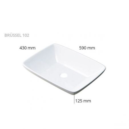 Lavoar EGO 102, Alb, lucios, 59x43 cm, montaj pe blat, ceramica sanitara