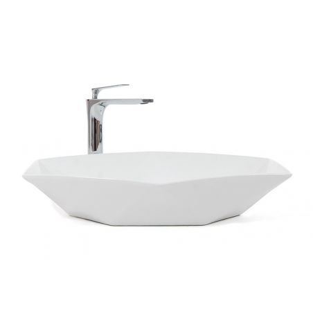 Lavoar hexagonal REA VEGA, Alb, lucios, 64x42cm, montaj pe blat, ceramica sanitara