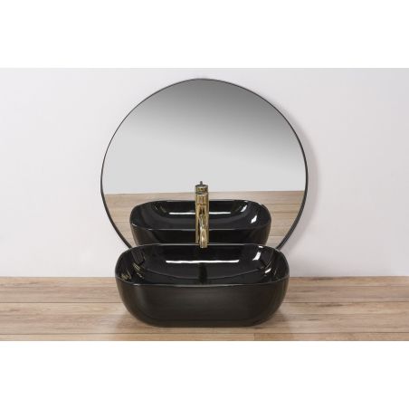 Lavoar REA Belinda, Negru, lucios, 46,5x33 cm, montaj pe blat, ceramica sanitara