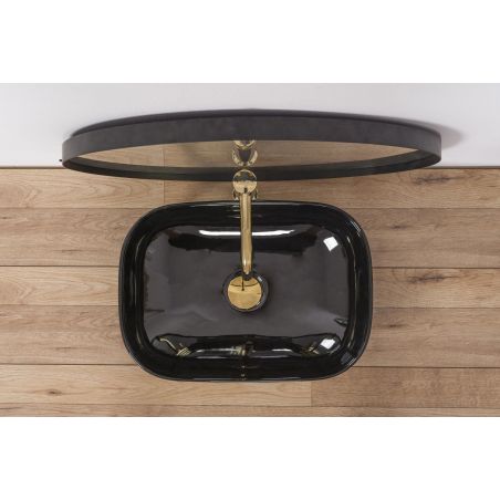 Lavoar REA Belinda, Negru, lucios, 46,5x33 cm, montaj pe blat, ceramica sanitara