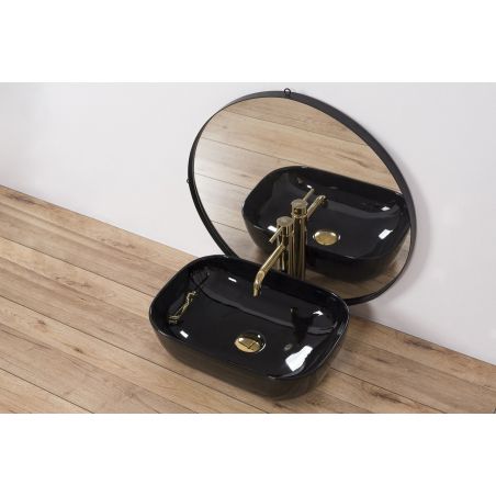 Lavoar REA Belinda, Negru, lucios, 46,5x33 cm, montaj pe blat, ceramica sanitara