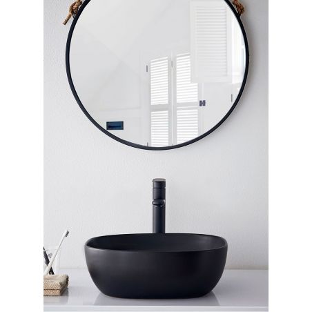 Lavoar REA Belinda, Negru, mat, 46,5x33 cm, montaj pe blat, ceramica sanitara