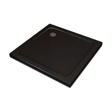 Cadita dus Ego Black, neagra din acril sanitar pur cu fund neted, slim, 6 cm inaltime