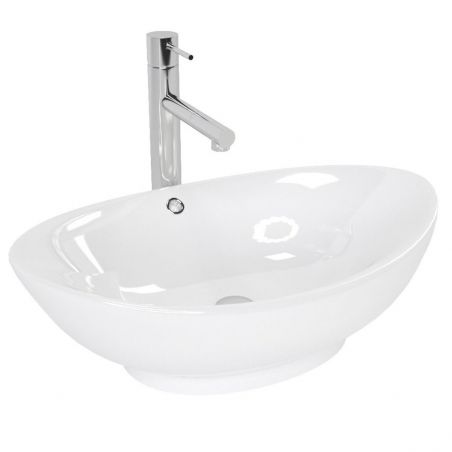 Lavoar Wendy , oval, 58x38 cm, ceramica alba cu montaj pe blat, colectie noua