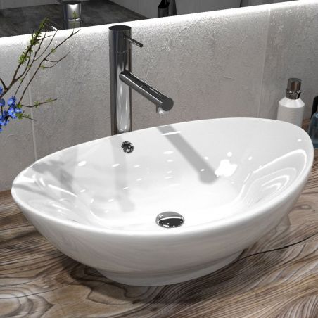 Lavoar EGO Wendy, Alb, lucios, 59.5x39 cm, montaj pe blat, ceramica sanitara