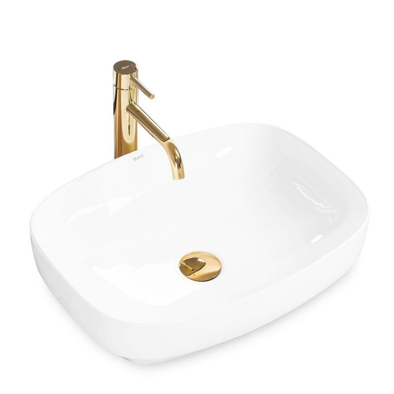 Lavoar EGO-Gizel 50, montaj pe blat sau semi-incastrat, 50x38 cm, alb lucios, ceramica sanitara