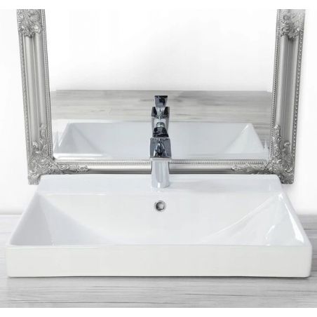 Lavoar ceramic DAISY, 61x47 cm, design elegant, montaj incastrat, gaura baterie