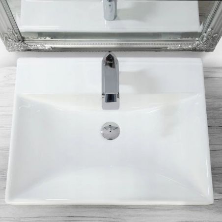 Lavoar ceramic DAISY, 61x47 cm, design elegant, montaj incastrat, gaura baterie