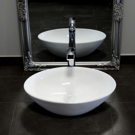 Lavoar REA HANA, Alb, lucios, 56x39 cm, colectia Slim Edge, montaj pe blat, ceramica sanitara