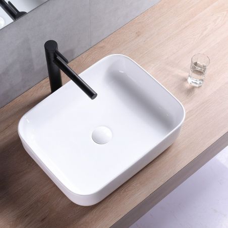 Lavoar EGO DEMI Slim Edge, Alb, lucios, 51x49 cm, montaj pe blat, ceramica sanitara