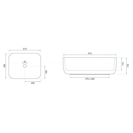 Lavoar EGO DEMI Slim Edge, Alb, lucios, 51x49 cm, montaj pe blat, ceramica sanitara