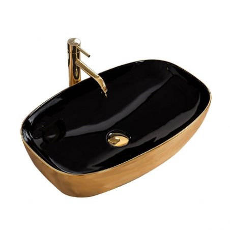 Lavoar Rich Gold/Black, 60x38 cm, montaj pe blat, ceramica sanitara