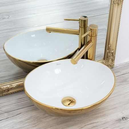 Lavoar EGO Sofia JW, Auriu, lucios, 41x34.5 cm, montaj pe blat, ceramica sanitara
