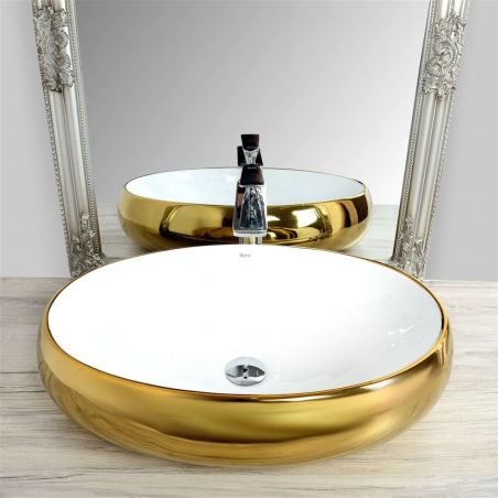 Lavoar EGO Melania JW, Auriu, lucios, 60x40.5 cm, montaj pe blat, ceramica sanitara