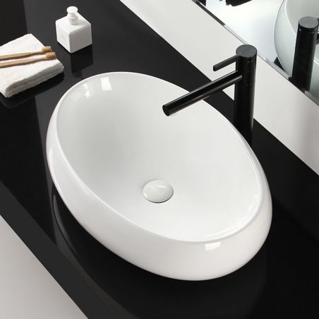 Lavoar EGO Melania, Alb, lucios, 60x40.5 cm, montaj pe blat, ceramica sanitara