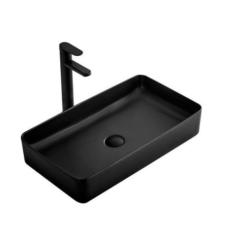 Lavoar EGO Denis Slim, Negru, mat, 61x35 cm, montaj pe blat, ceramica sanitara