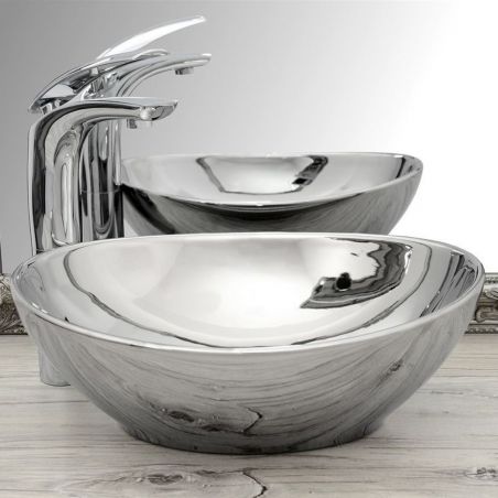 Lavoar REA Sofia S, Argintiu, lucios, 41x34.5 cm, montaj pe blat, ceramica sanitara