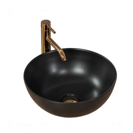 Lavoar Stella Black Mat, 36x36 cm, montaj pe blat, design modern