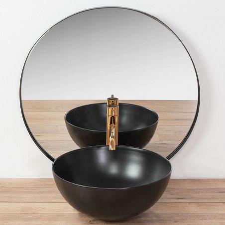Lavoar Stella Black Mat, 36x36 cm, montaj pe blat, design modern