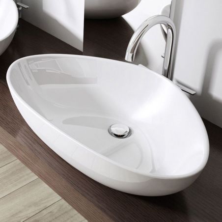 Lavoar EGO 895, Alb, lucios, 67x44 cm, montaj pe blat, ceramica sanitara