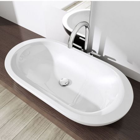 Lavoar EGO 5057, Alb, lucios, 80x42.5 cm, montaj pe blat, ceramica sanitara Lavoar EGO 5057, Alb, lucios, 80x42.5 cm, montaj pe blat, ceramica sanitara