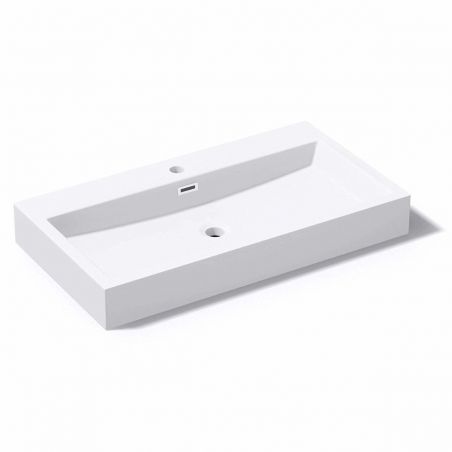 Lavoar EGO 06, Alb, lucios, dimensiuni: 76 sau 100 cm, montaj pe blat sau suspendat, compozit marmura, cu gaura baterie Lavoar EGO 06, Alb, lucios, dimensiuni: 76 sau 100 cm, montaj pe blat sau suspendat, compozit marmura, cu gaura baterie