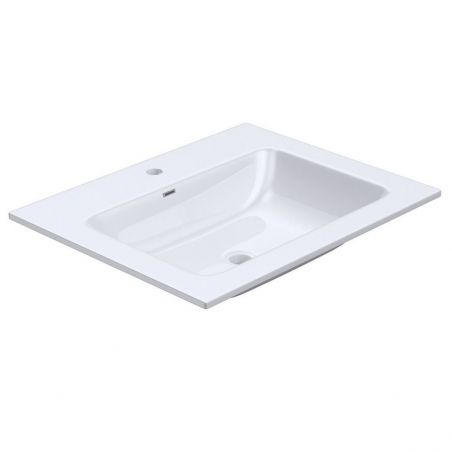 Lavoar EGO 15A, Alb, lucios, dimensiuni 60, 90, 100 sau 120 cm, montaj incastrat, compozit marmura, gaura baterie si preaplin