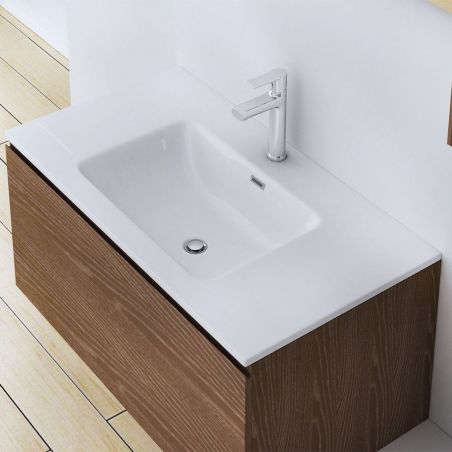 Lavoar EGO 15A, Alb, lucios, dimensiuni 60, 90, 100 sau 120 cm, montaj incastrat, compozit marmura, gaura baterie si preaplin