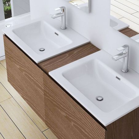 Lavoar EGO 15A, Alb, lucios, dimensiuni 60, 90, 100 sau 120 cm, montaj incastrat, compozit marmura, gaura baterie si preaplin