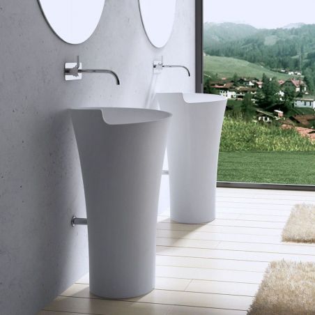 Lavoar stativ EGO 30, Alb, lucios, 53x53x88 cm, montaj podea, compozit marmura