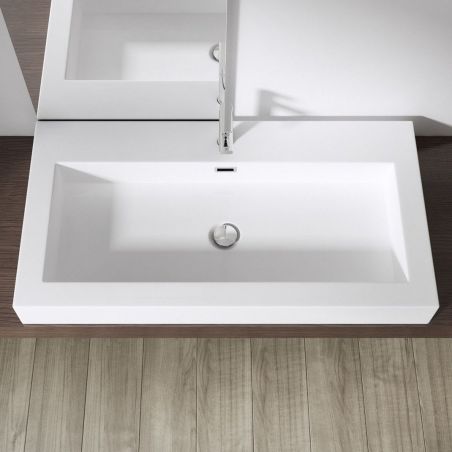 Lavoar EGO 18, Alb, lucios, montaj suspendat sau semi-incastrat, dimensiuni: 60, 73, 90 sau 100 cm, compozit marmura