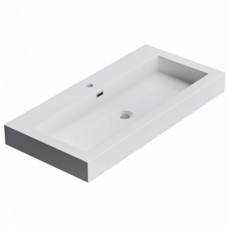 Lavoar 18, Alb, lucios, montaj suspendat sau semi-incastrat, dimensiuni: 60, 73, sau 90 cm, compozit marmura