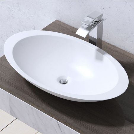Lavoar EGO 802, Alb, lucios, 59.3x35.1 cm, montaj pe blat, compozit marmura