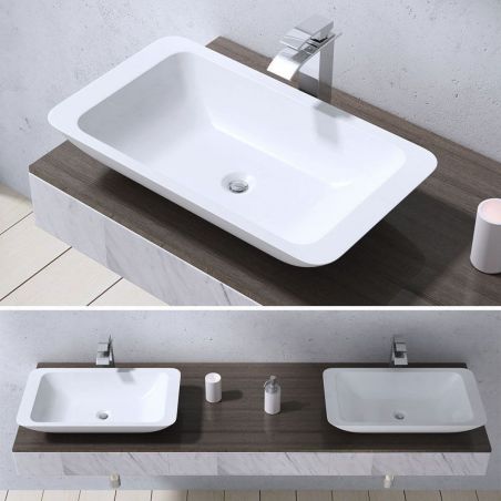 Lavoar EGO 801, Alb, lucios, 60.1x34.5 cm, montaj pe blat, compozit marmura