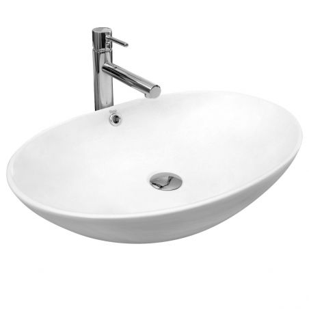 Lavoar EGO OLG, Alb, lucios, 63x41.5 cm, montaj pe blat, ceramica sanitara, cu preaplin