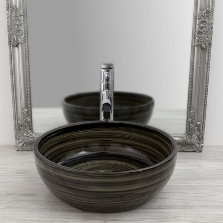 Lavoar EGO ClaudiaXB, Negru Verde, lucios, 40.5x40.5x14 cm, montaj pe blat, ceramica sanitara