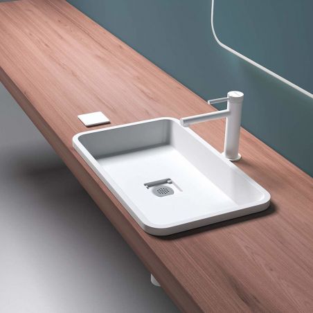 Lavoar EGO 104, Alb, lucios, 53x33 cm, montaj pe blat, compozit marmura, scurgere ascunsa Lavoar EGO 104, Alb, lucios, 53x33 cm, montaj pe blat, compozit marmura, scurgere ascunsa